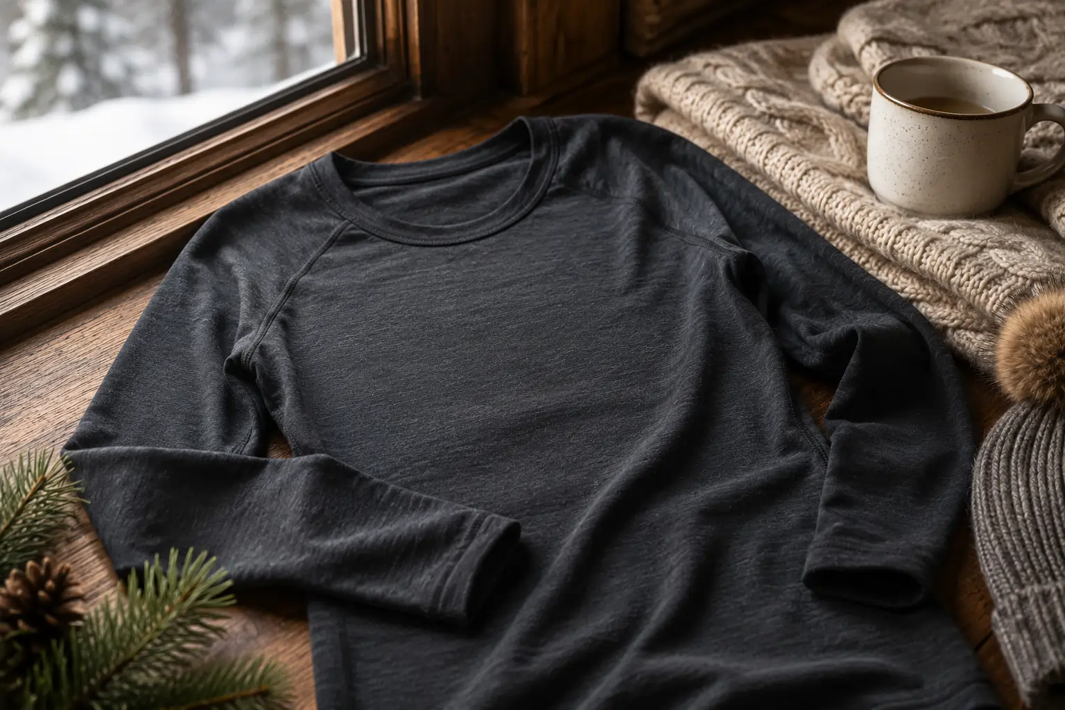 Thermal long-sleeve base layer for winter