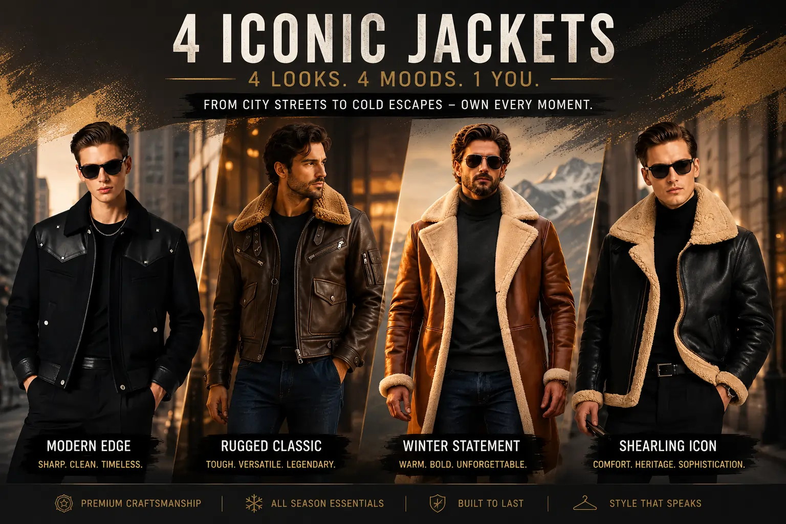 Oversized distressed leather jacket styled for winter layering