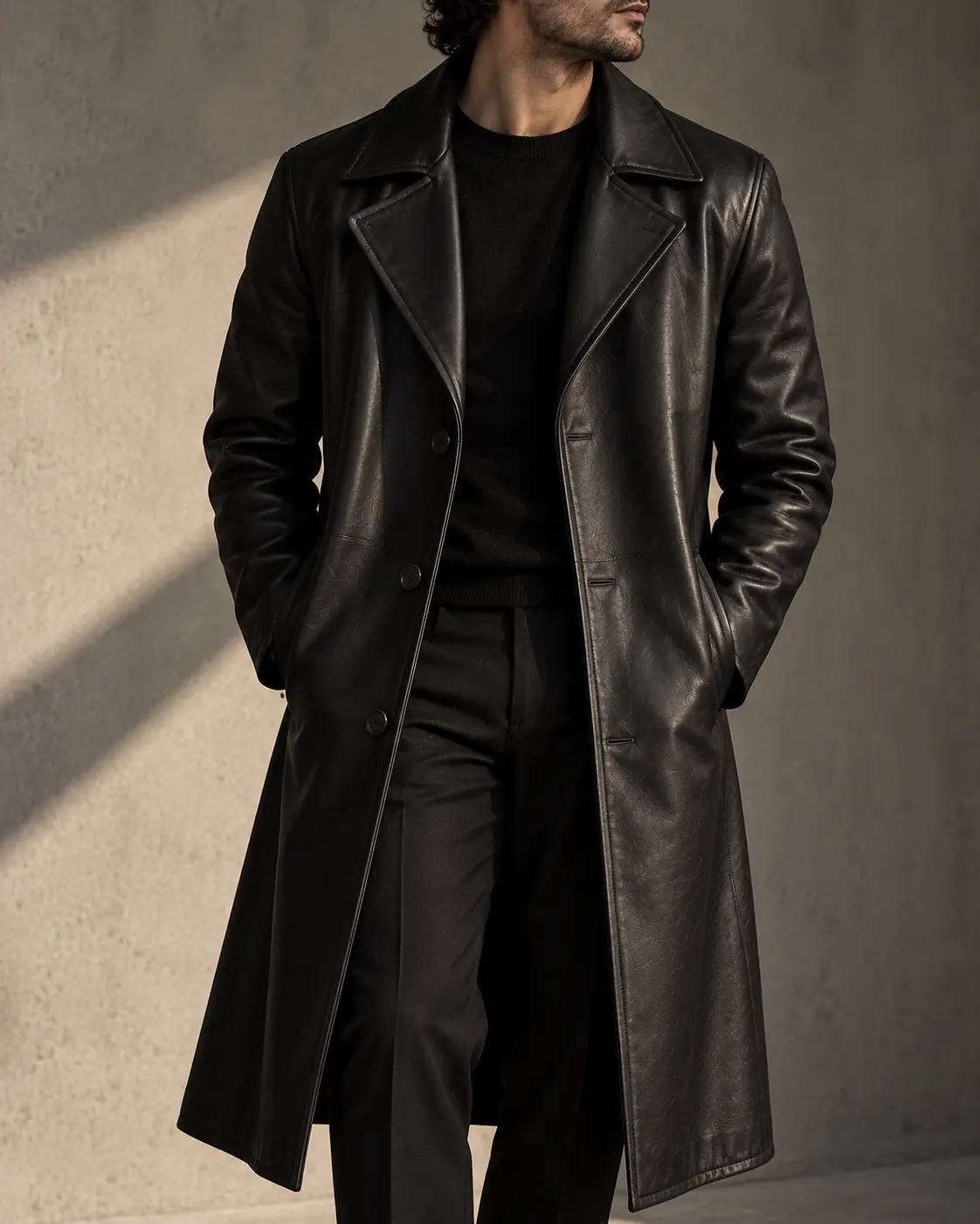 Burgundy leather coat made to measure
